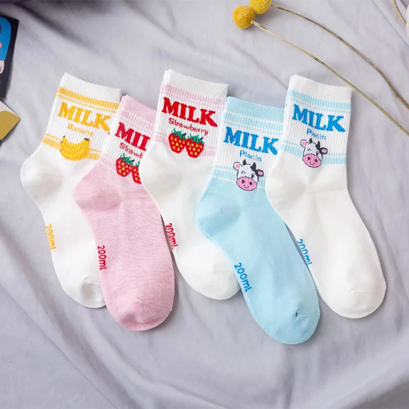 

Women Socks Funny Cow Print White Cartoon Calcetines Cozy Harajuku Skarpetki Damskie Cute Animal Chaussettes Kawaii Happy Sock