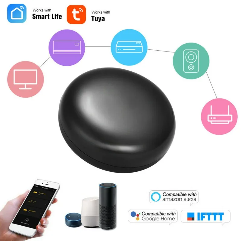 

All in One 2.4 WiFi Smart IR APP Remote Voice Control With Timing ON/OFF For TV STB/Air Condition Suitable For Alexa Google Home