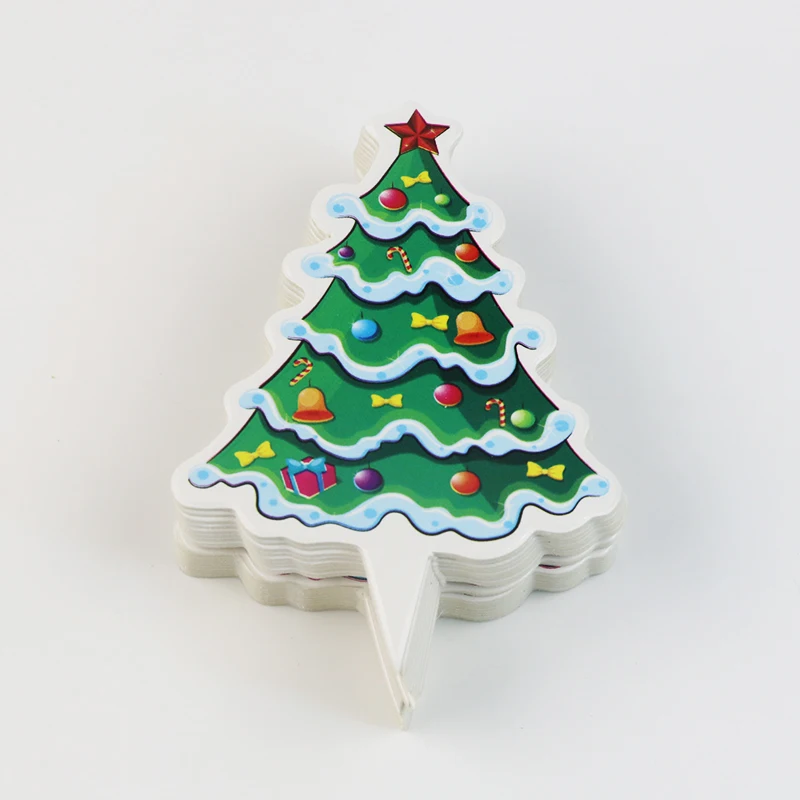 50 шт бумажная Рождественская вечеринка кекс Toppers для украшения дома вечерние день рождения Новогодняя елка; снег дизайн - Цвет: 5