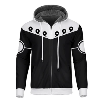 

Cloudstyle 2020 Winter Anime 3D Fleece Zipper Mens Hoodies Naruto 3D Printed Fashion Anime Thick Hoodie Mens Coat Streetwear