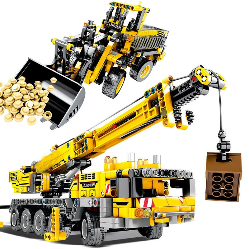 

Engineering Forklift Technic Crane Truck Wheel Excavator Compatible Legoingly City Car Digger Mechanical Building Blocks Toys