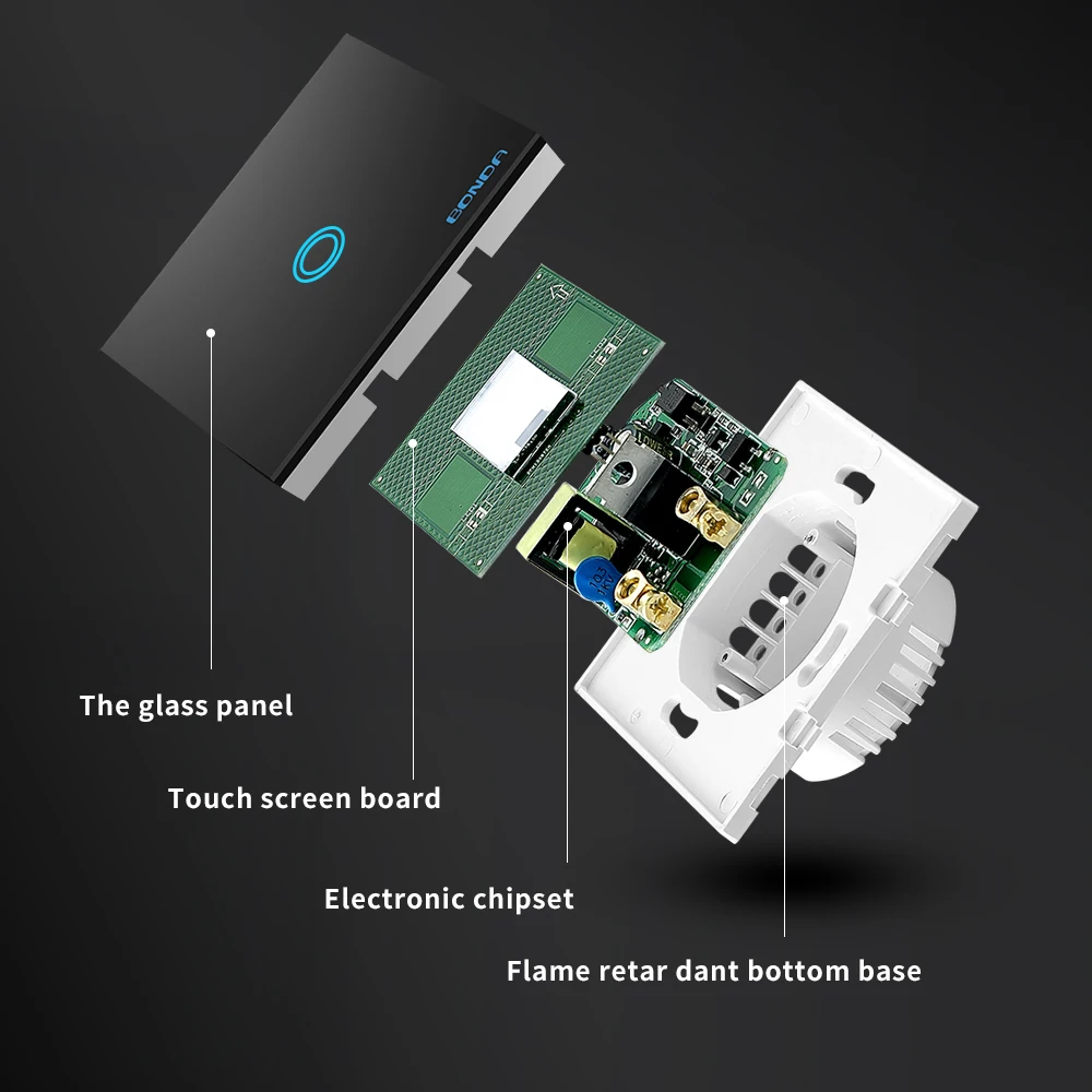 Remote Control Switch 220 V RF433 on Off Wireless Luxuray Glass Panel  Light Touch Switches Smart Home Lamp Metal Controller