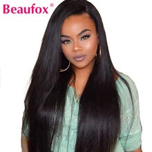 Beaufox парики из натуральных волос на кружеве для черных женщин, бразильский прямой парик с детскими волосами, 150% плотность, парик из натуральных волос Remy