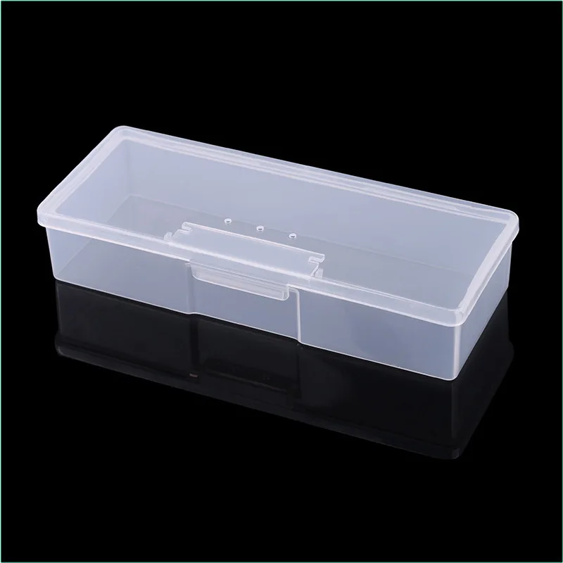 

1Pcs Nail Art Rectangle Translucent Plastic Storage Box Nail Dotting Drawing Brush Pen Polishing Sponge Buffer Container Case