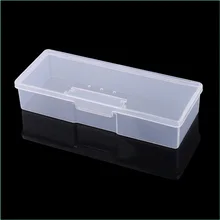 1 шт ногтей прямоугольник полупрозрачный пластиковый ящик для хранения нанесение точек на Ногти кисть для рисования; ручка полировка мягкая пилка Контейнер Чехол