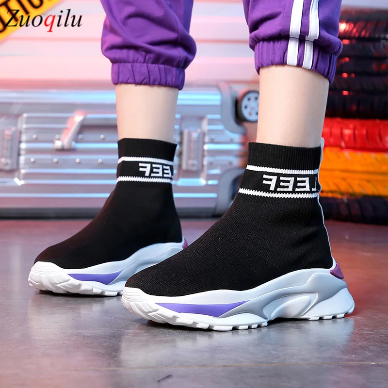 

Summer Sneakers Women vulcanized Shoes Sock High Top Trainers Breathable Tenis Feminino Casual Shoes Ladies Chaussures Femme