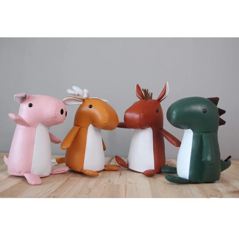 

PU leather Animal bookend Handicraft Ornament Art Home Dinosaur horse pig Reindeer Decoration Creative souvenir Birthday Gift