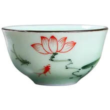 Керамическая Рыбная чайная чашка, посуда для напитков в виде лотоса, Celadon, ручная роспись, чай для кальмара, мастер кунг-фу, чайная чашка,, креативные домашние подарки