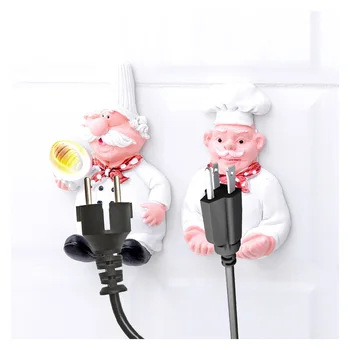 

Cute DIY Chef Socket Outlet Electric Wire Plug Holder Wall Hander Storage Rack Safe Protector Organizer Rack Hook Kitchen Decor