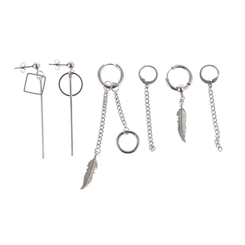 Korean Hot sale Hip Cool Pop Jewelry Earrings V DNA Long Men Bangtan Boys Hoop Chain Drop Unique Earrings 2020 Stud Earrings