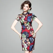 Летнее Новое Стильное женское платье, Европейская и американская мода, приталенная облегающая юбка с зеркальным цветком, облегающая Cheongsam 800