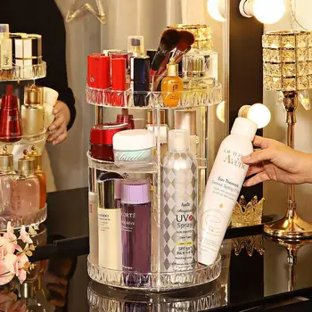 

Rotatable Cosmetic Makeup Organizer Large Capacity Transparent Jewelry Cosmetic Storage Organizer Makeup Box Dropshipping