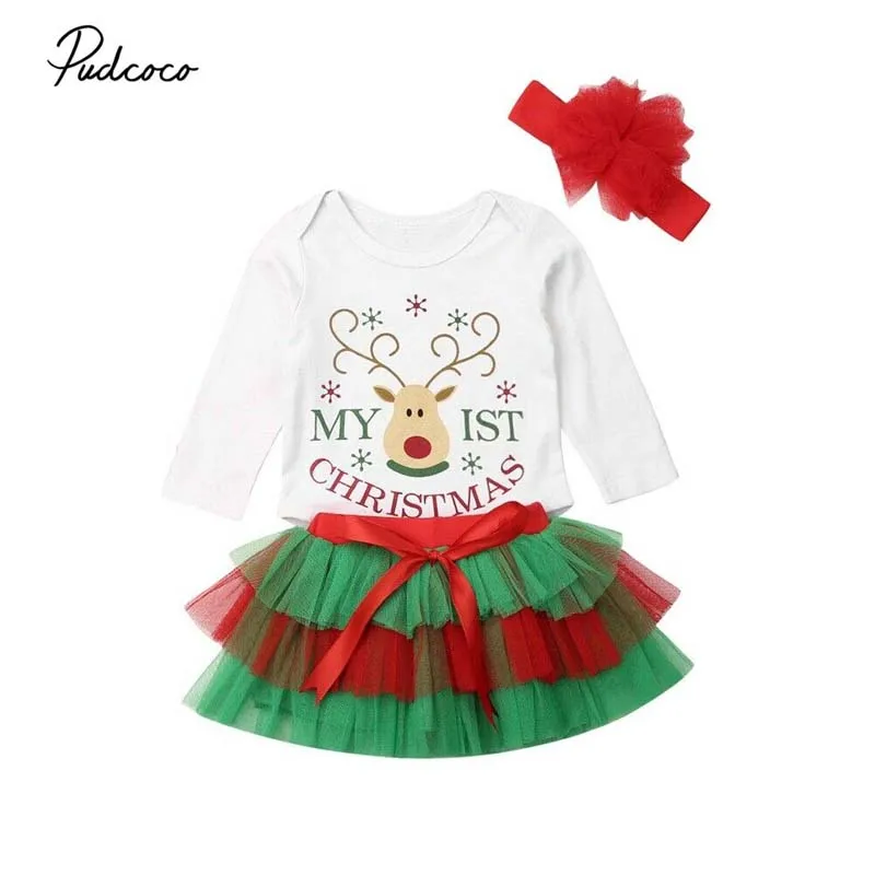Детская одежда весна-осень в стиле принцессы для маленьких девочек на Рождество, на возраст от 0 до 24 месяцев, длинный рукав, олень, Лось комбинезон фатиновые юбки-пачки Наряд на Рождество