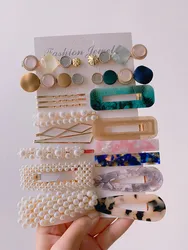 Pearl Acrylic Bow Hair Clips Geometric Multicolor Wild Hair Pins For Women Europe And America Simple Popular Hair Acce