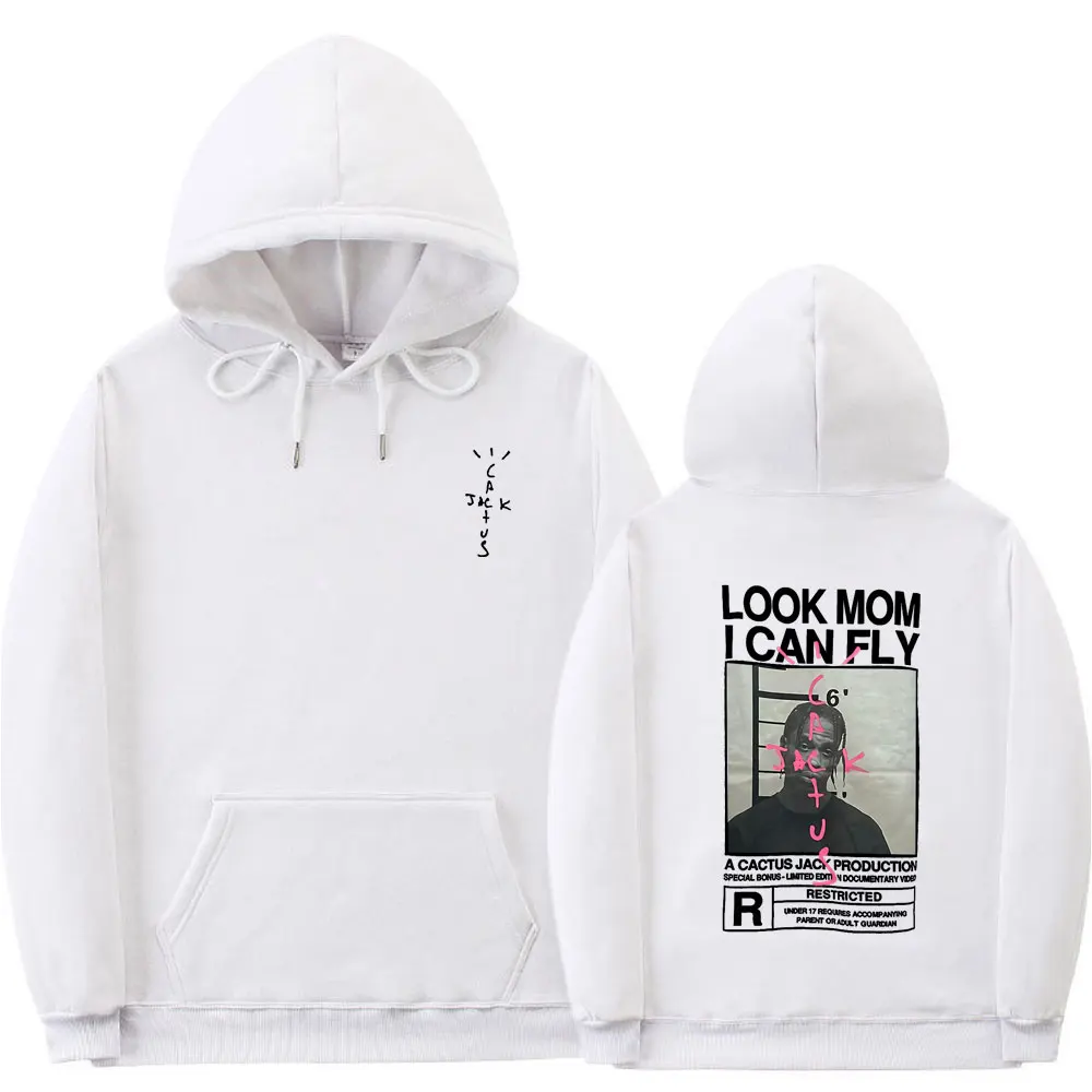 Cactus Jack Hoodie Men Women Double-sided Logo Print LOOK MOM I CAN FLY Travis Scott Hoodies Unisex Fashion Hip Hop Streetwear