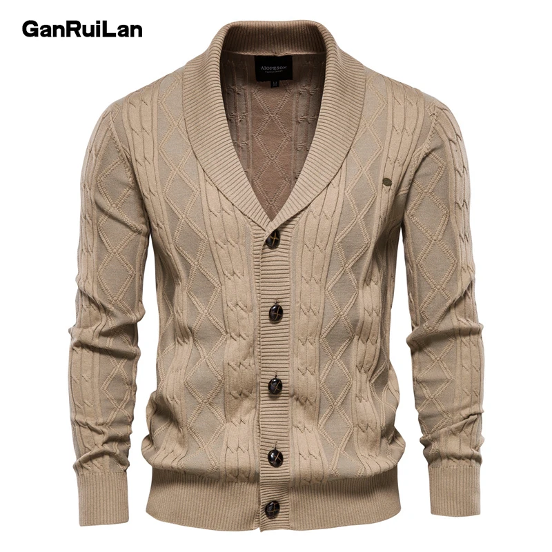 

Cotton100% Argyle Cardigan Casual Single Breasted Solid Color Business Mens Cardigans New Winter Fashion Sweater Man B01317