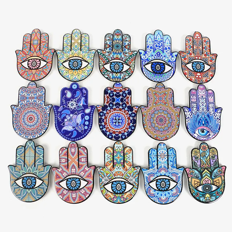Ceramic Blue Devil Eye Hamsa Hand Fatima Palm Lucky Decoration Home Craft Wall Hanging Decor