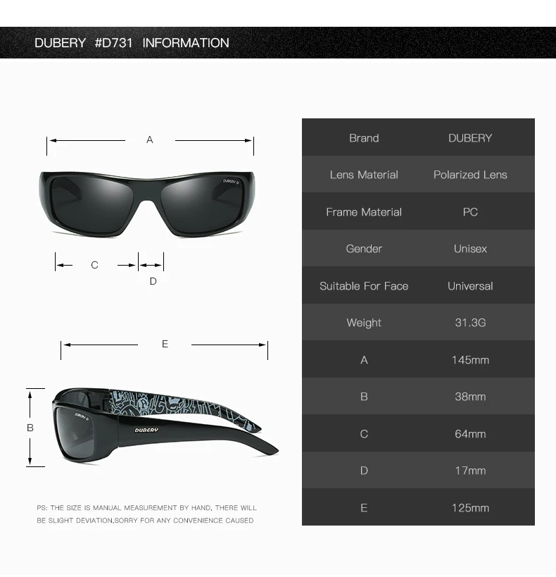 DUBERY Fashion Polarized Sunglasses UV400 Protection Men Women Retro Classic Driving Outdoor 10 Colors Model 1418 Polarized Sunglasses