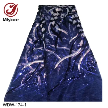 

Latest African Sequin Embroidered Lace Fabric Nigerian Lace Fabrics for Wedding French Tulle Lace Fabrics WDW-174