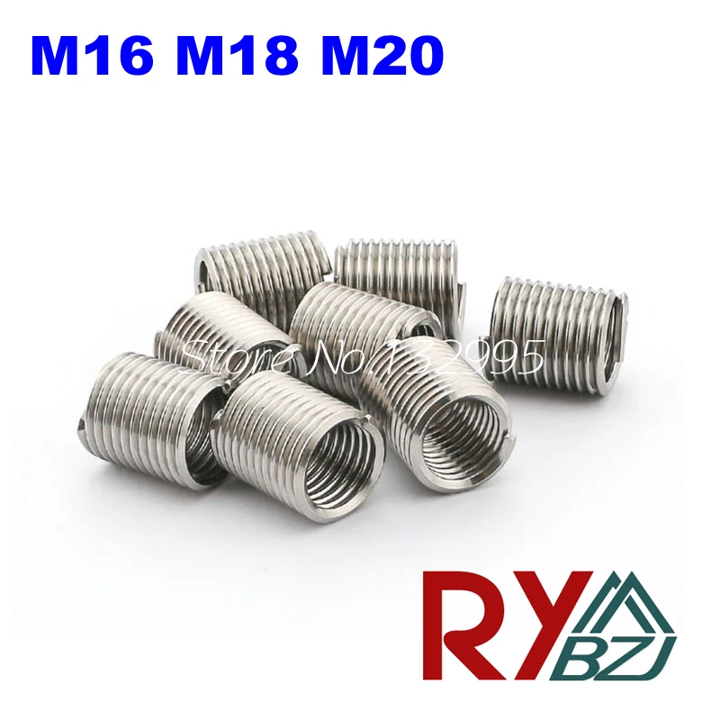 20pcs/lot  M16,M18,M20*1D/1.5D/2D/2.5D/3D  Wire Thread Insert/Screw Bushing/Thread Repair/DIN8140/Stainless Steel