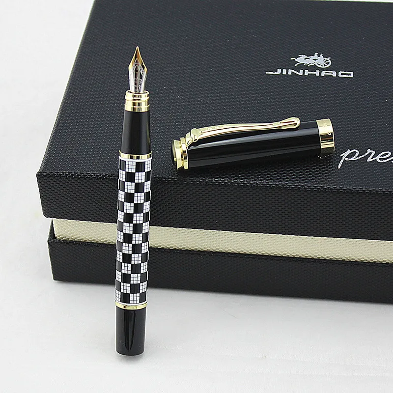 Роскошная Высококачественная чернильная ручка Jinhao 500 в черную клетку для офиса, школы, среднего размера, перьевая ручка Iraurita для письма