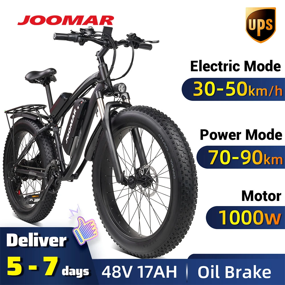JOOMAR Electric Bike 1000W 48V Motor 4.0 Fat Tire Mountain Bike 