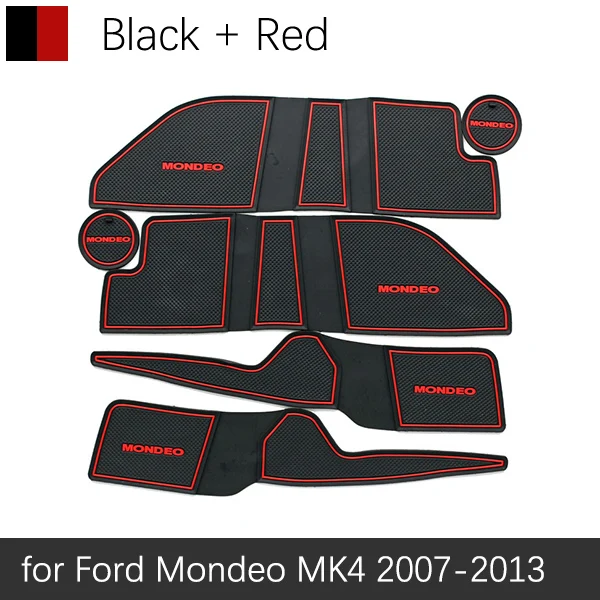 Red Для Ford Mondeo 2007~ 2012 MK4 противоскользящими резиновыми затворный слот подставка под кружку, Салонные подложки чашки Coaster подушки 2008 2009 2010 2011 2013 - Название цвета: Red