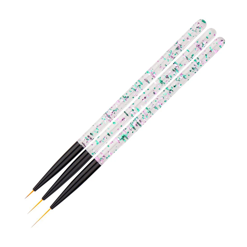 3Pcs Home Salon Acrylic Nail Art Paiting Polish Design Brush Nail Dotting Pens