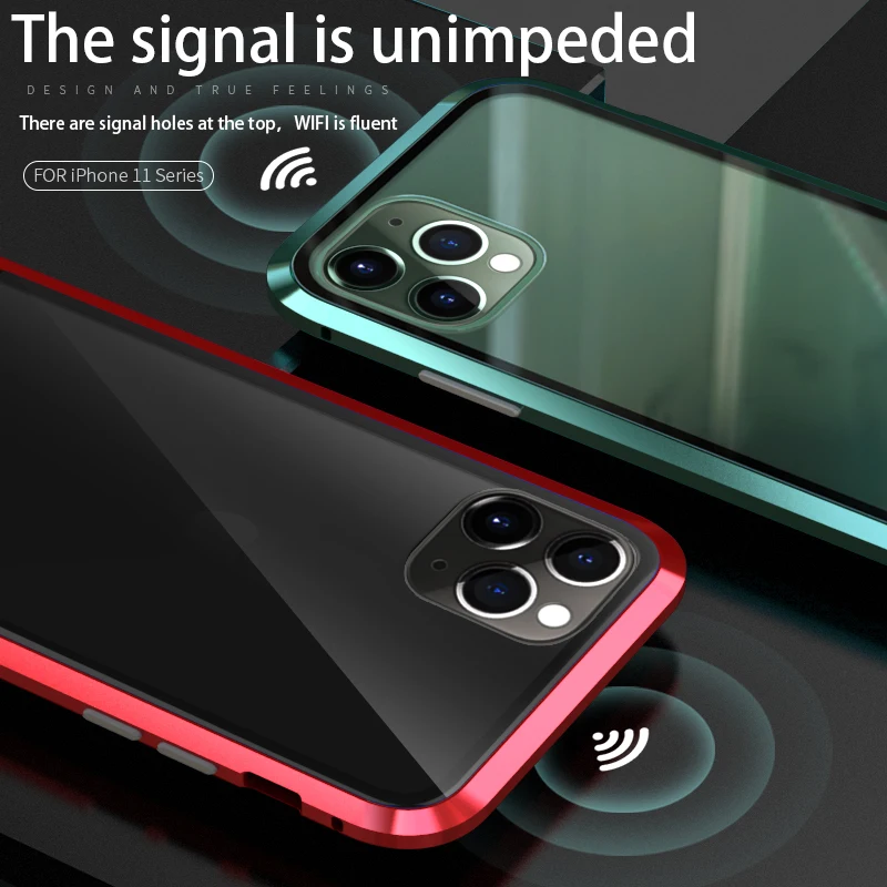 Металлический чехол с магнитной адсорбцией для iphone 11 pro max 11pro двусторонний чехол из закаленного стекла на магните