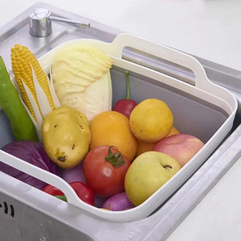 Square Fruit Vegetable Washing Washbasin Kitchen Product Supply Folding Sink Drain basket Travel Outdoor Camp Portable Basins