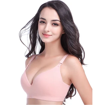 

Seamless Ladies Soft Breastfeeding Wire Free Padded Back Closure Solid Thin Casual Adjustable Detachable Strap Women Bra