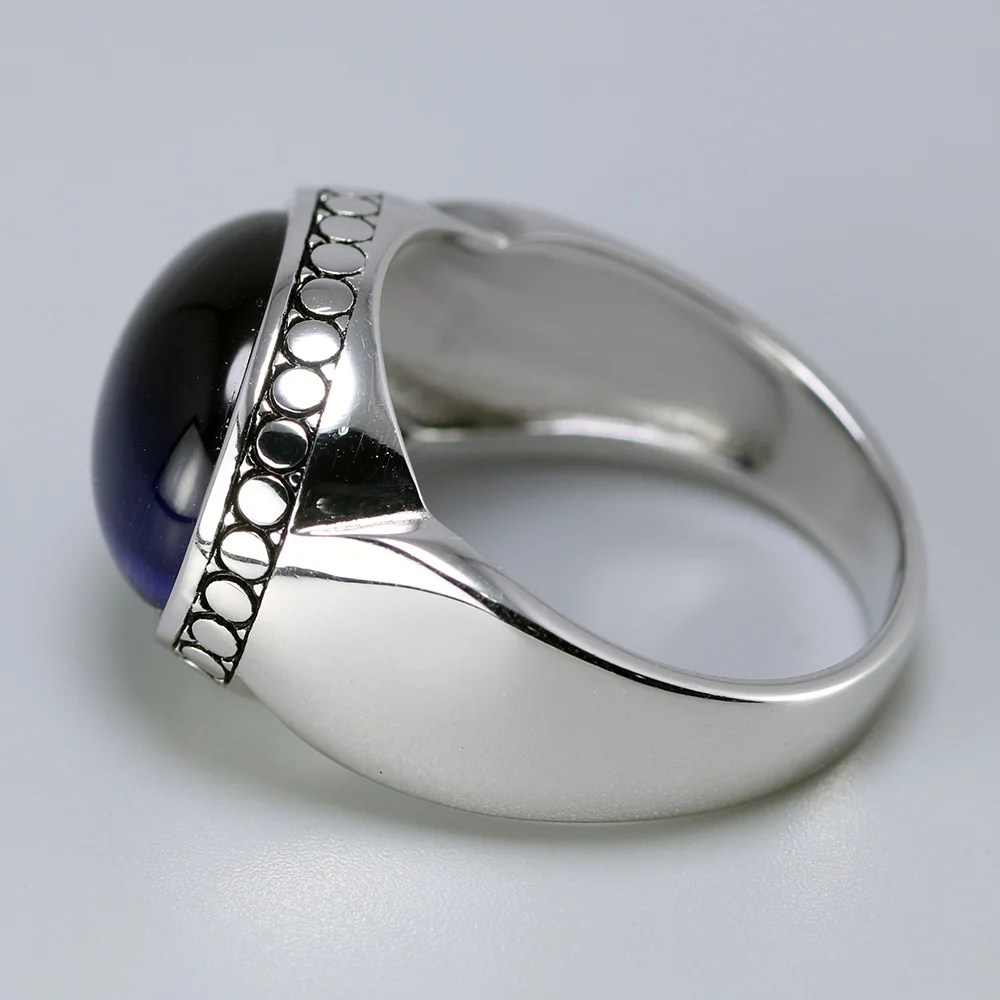 Настоящее чистое 925 Серебряное ювелирное изделие, кольца с голубыми тигровыми глазами для мужчин и женщин, овальная форма, натуральный камень, простой дизайн, турецкие ювелирные изделия