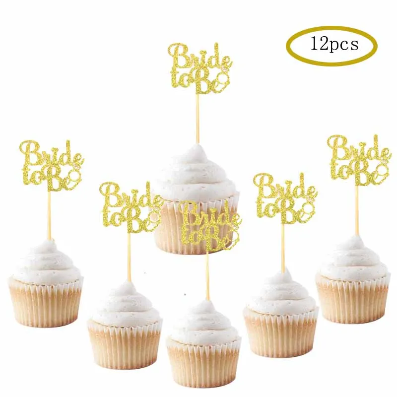12pcs 12 шт., кольцо с бриллиантами, свадебная корона для капкейков, топперы для свадебного торта, украшения для свадебного душа, дня рождения - Цвет: 12pcs