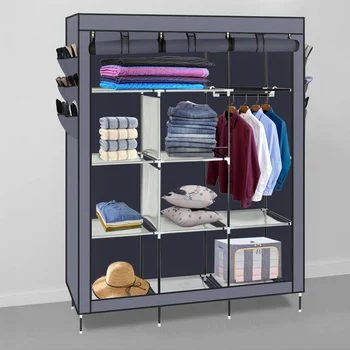 

69 Inch High-leg Non-woven Assembled Cloth Wardrobe Closet Home Clothes Storage Clothing Organizer