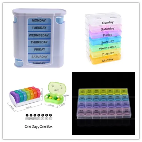 Drawer type Medicine Box 28 Squares Weekly 7 Days Tablet Travel Pill Box Holder Medicine Storage Organizer Container Case