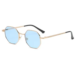 Polygon Metal Frame Luxury Sunglasses with UV400 Protection (Gold)