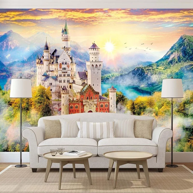 Custom-Photo-Wallpaper-3D-Swan-Stone-Castle-Landscape-Murals-Living-Room-Restaurant-Kid-s-Bedroom-Background (2)