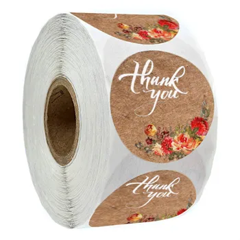 

Labels For Natural Stickers Stationery Kraft Scrapbooking Flowers Thank 500pcs/roll