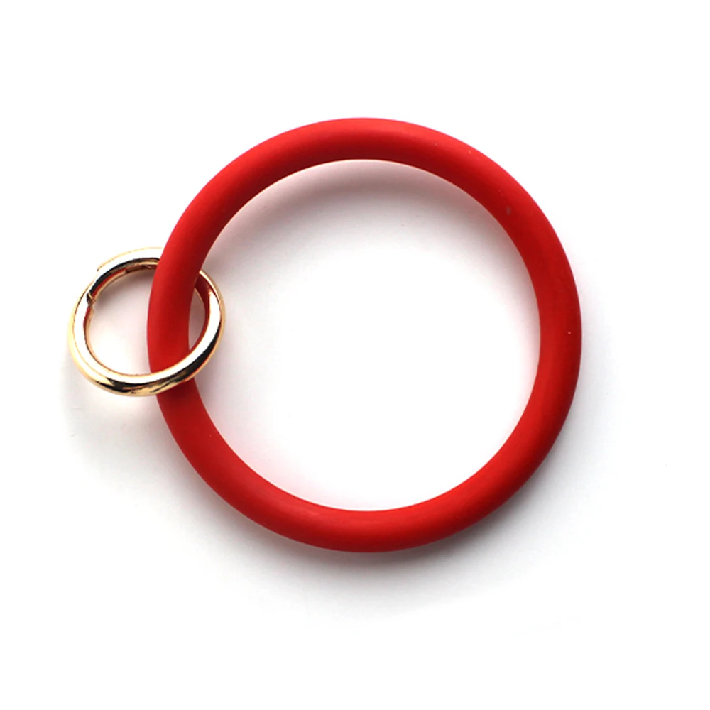 

Decorative O Key Leather Heart Keychain Rubber Wristlet Bracelet Keychain