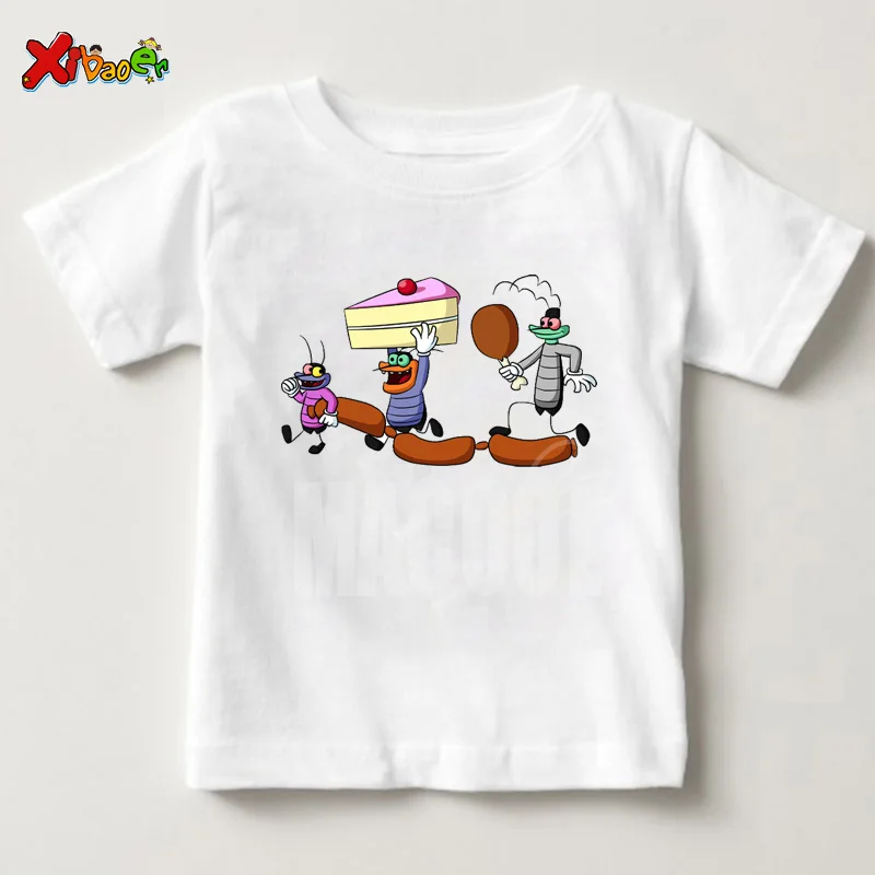 Г. Летние детские футболки с героями мультфильмов Oggy и тараканы, Детская летняя футболка футболки с короткими рукавами для мальчиков и девочек - Цвет: White childreT-shirt