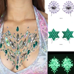Stage Performance Chest Sticker Diamond Bar Carnival Sticker Chest Glow Diamond Sticker Gift Temporary Tattoo Fake Tattoo