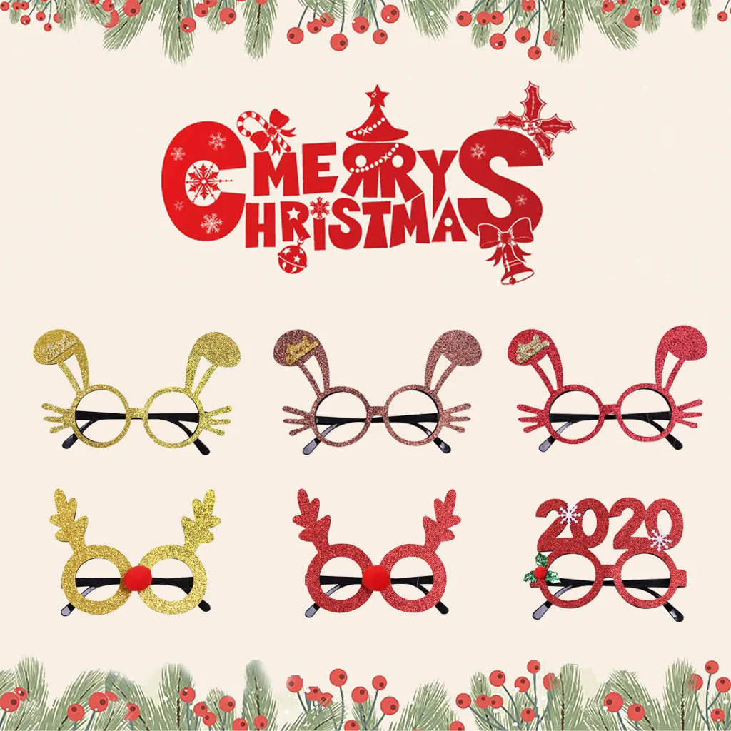 

New Year Glasses Gifts Merry Christmas Eve Decorations Party For Home Ornaments Decor Xmas Tree Santa Claus Deer Snowman