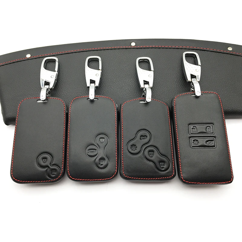 

100% leather car key case key cover For Renault Kadjar Clio Megane 2 3 4 Koleos Logan Scenic Card Case Keychain protect shell