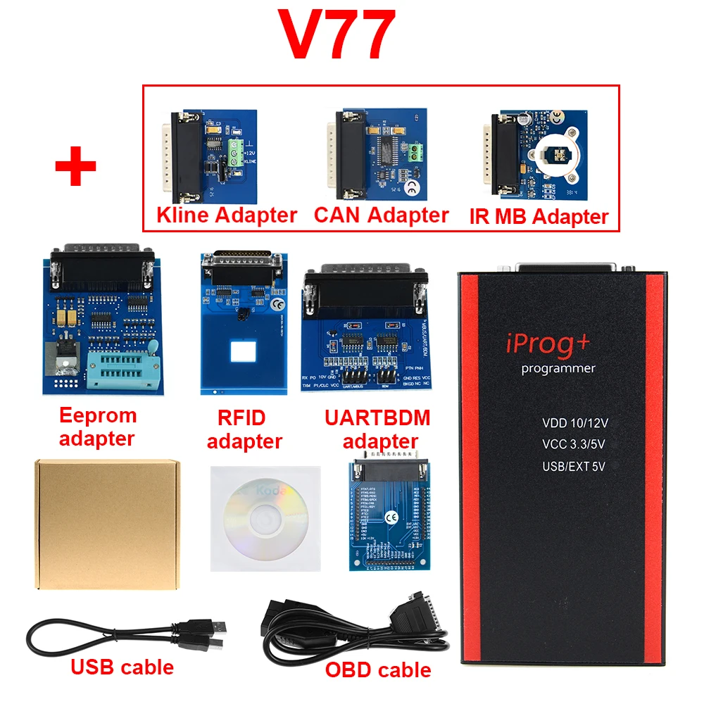 V80 Iprog+ Iprog Pro Инструмент для коррекции одометра Регулировка пробега Автомобильный ключ программист подушка безопасности инструмент для сброса ИК МБ адаптер может адаптер
