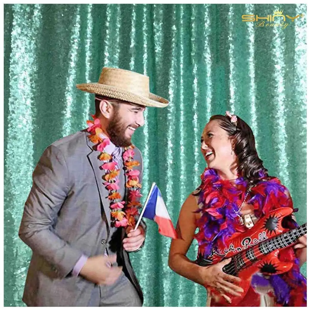 

Shinybauty 2 Panels 3FTX7FT Photobooth Background Matte Green Christmas Sequin Party Backdrop Stage Decorations-M190821