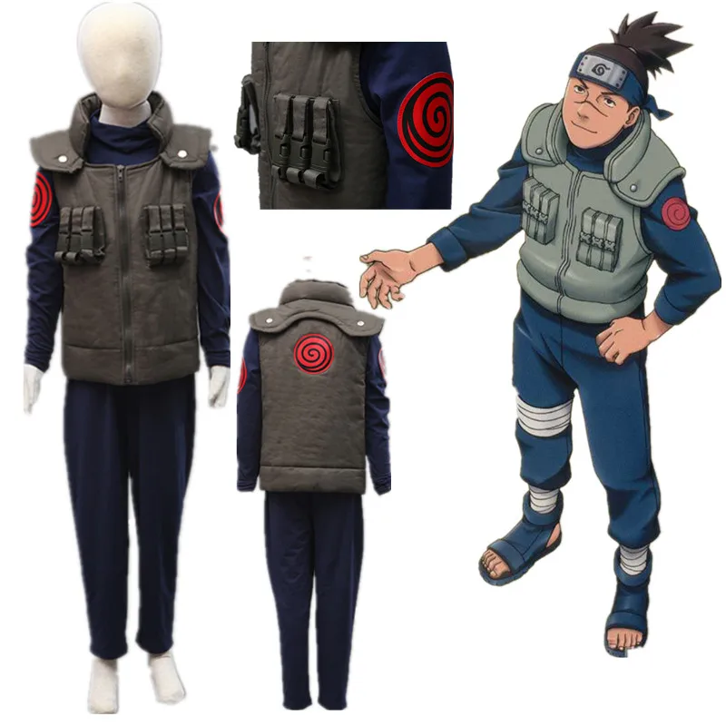 

Naruto Cosplay Costume Japanese Anime Ninja Coat Shinobi Kakashi Hatake Cosplay Cartoon Green for child