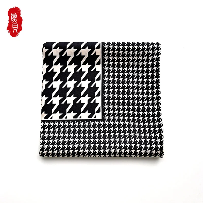 Женский шарф из натурального шелка с принтом гусиная лапка большие квадратные банданы роскошные шарфы для