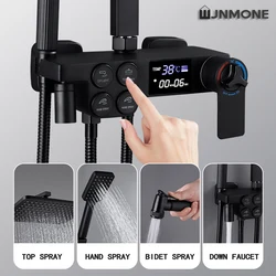 Golden shower faucet, LED intelligent display constant temperature bathroom faucet, multi-function extended shower faucet