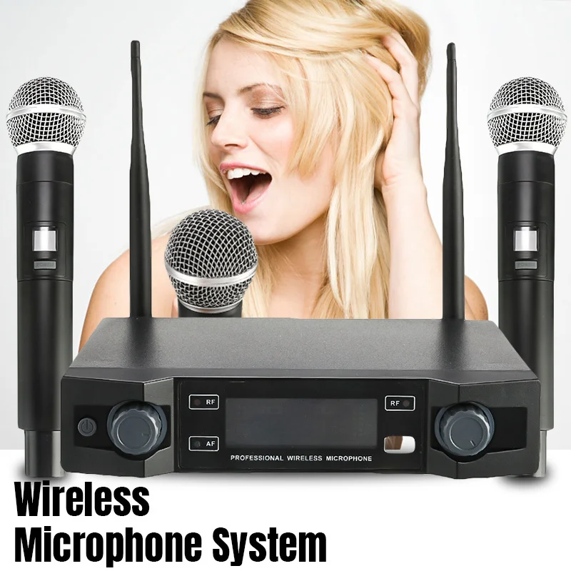 

New 2 Channels LO-U02 2 Handheld UHF Frequencies Dynamic Capsule Wireless Dual Handheld Microphone for Karaoke System Party