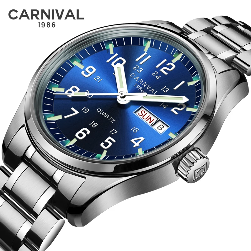 

CARNIVAL Men Watches Sports Waterproof Date Analogue Quartz Men's Watches Business Watches For Men Relogio Masculino 8638